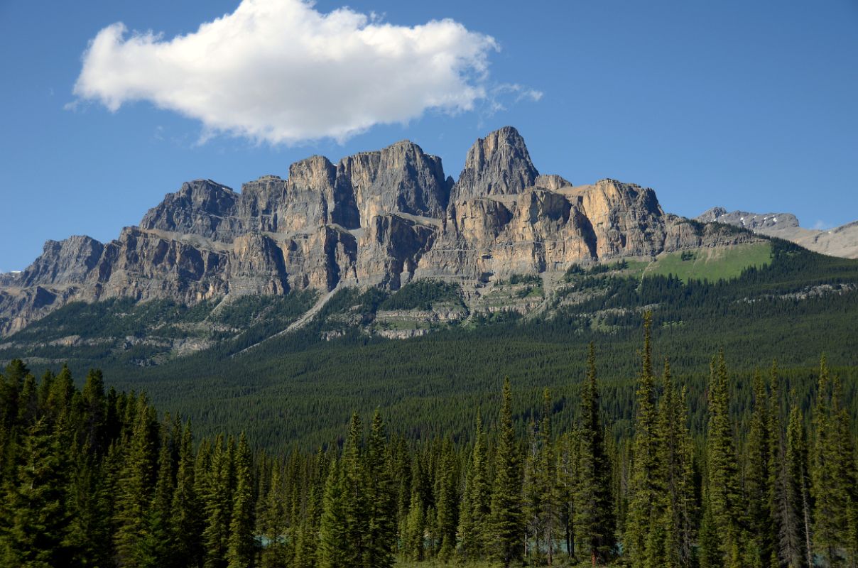 32 Castle Mountain Afternoon From Trans Canada Highway Driving Between Banff And Lake Louise in Summer